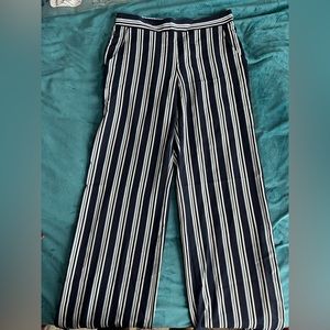 Navy & White Striped Pants